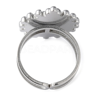 Non-Tarnish 304 Stainless Steel Open Cuff Ring Components STAS-Q308-04P-1