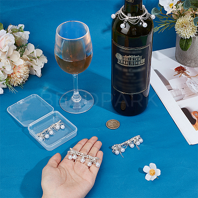Brass Glass Rhinestone Wine Bottle Charms Decoration HJEW-OC00173-1