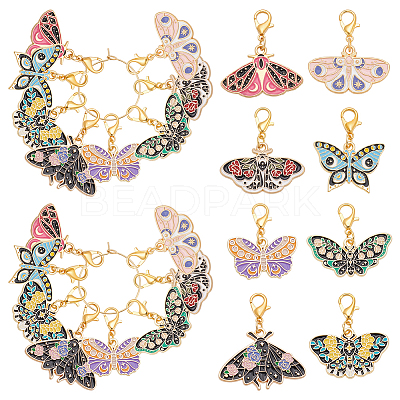 16Pcs 8 Styles Alloy Enamel Pendant Locking Stitch Markers HJEW-WH00165-1