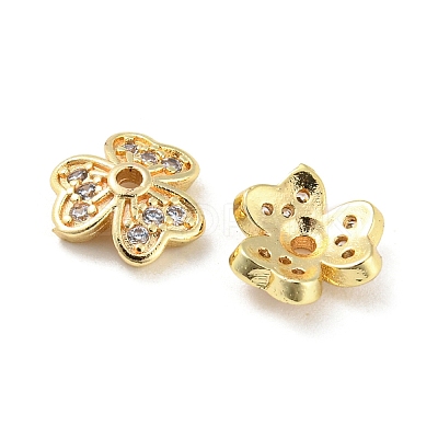 Brass Micro Pave Cubic Zirconia Bead Cap KK-H452-28G-1