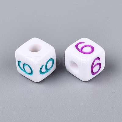 Opaque Acrylic European Large Hole Beads SACR-N020-01A-07-1