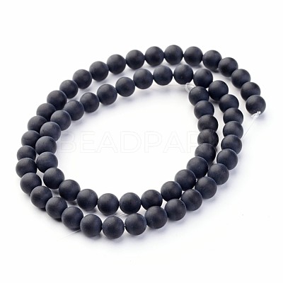 Natural Grade A Dyed & Heated Black Agate Beads Strands X-G447-3-1