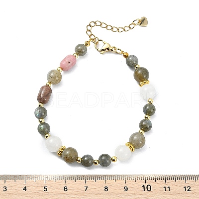 Natural Labradorite & White Jade & Rhodonite Beaded Bracelets for Women BJEW-JB13618-1