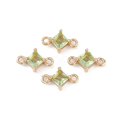 Brass Pave Glass Rhombus Links Connector Charms X1-GLAA-Q088-001I-1