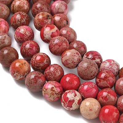 Dyed Natural Imperial Jasper Round Bead Strands G-M274-01-8mm-1