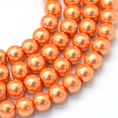 Baking Paint Pearlized Glass Pearl Round Bead Strands HY-Q330-8mm-36-1