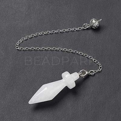 Natural Quartz Crystal Pointed Dowsing Pendulums AJEW-B020-05P-08-1