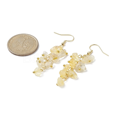 Natural Yellow Quartz Chips Dangle Earrings EJEW-JE05266-07-1