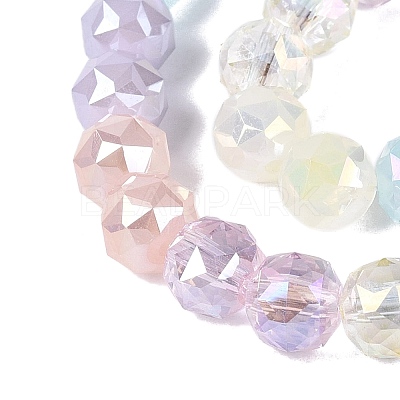 Electroplate Imitation Jade & Opaque & Transparent Glass Beads Strands EGLA-Q135-8MM-A02-1