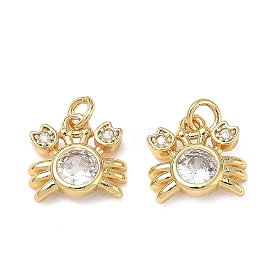 High Polished Ocean Brass Micro Pave Clear Cubic Zirconia Pendants CU-CBAF3CF-02C-01-1