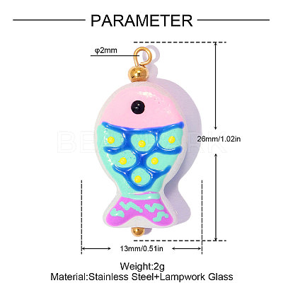 304 Stainless Steel with Glass Pendants GL-OY001-04G-02-1