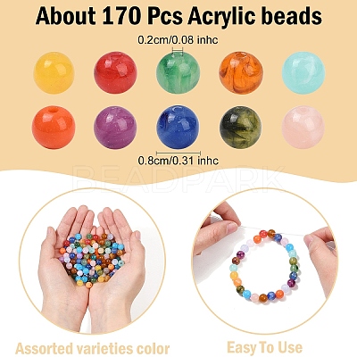 170Pcs Round Imitation Gemstone Acrylic Beads OACR-YW0002-16-1