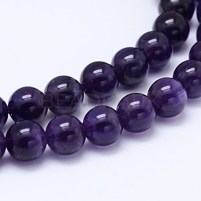 Natural Amethyst Round Bead Strands G-M212-4mm-02C-1