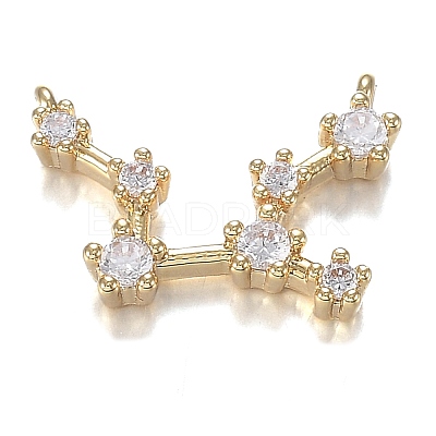 Brass Micro Clear Cubic Zirconia Pendants ZIRC-F120-019G-03-1
