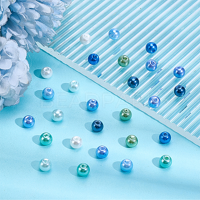 368Pcs 8 Ccolors Baking Paint Pearlized Glass Pearl Round Beads HY-HY0001-08-1