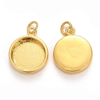 Brass Pendant Cabochon Settings X-KK-P146-06G-1