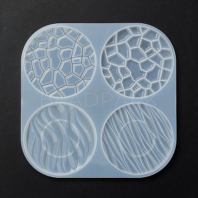 Flat Round with Water Ripple Cup Mat Silicone Molds X-DIY-L065-03-1