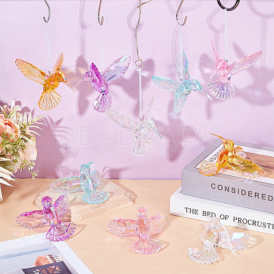 10Pcs 5 Colors Acrylic Pendant Decorations HJEW-GO0001-22-1