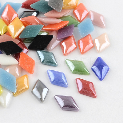 Pearlized Plated Opaque Glass Cabochons PORC-S482-02-1
