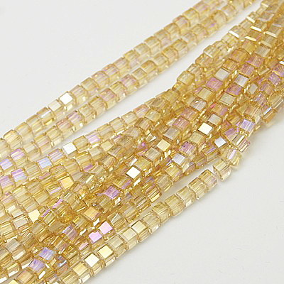 Electroplate Glass Beads Strands EGLA-D018-4x4mm-49-1
