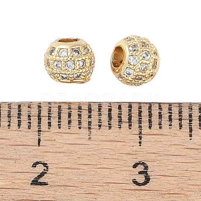 Rack Plating Brass Micro Pave Clear Cubic Zirconia Beads LS-KK-Z060-21G-1