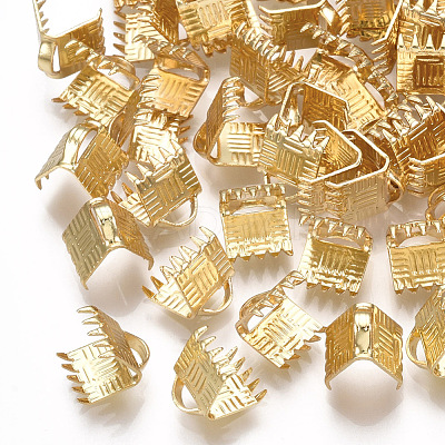 Brass Ribbon Crimp Ends KK-S348-248-1