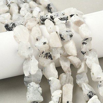 Raw Rough Natural Rainbow Moonstone Beads Strands G-M453-D03-1