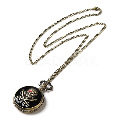 Alloy Glass Pendant Pocket Necklace WACH-S002-16AB-1