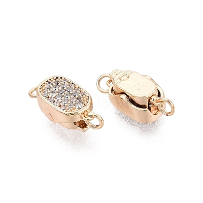 Brass Micro Pave Clear Cubic Zirconia Box Clasps KK-Q074-04G-1