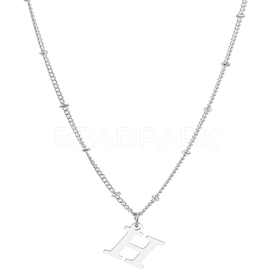 1Pc Brass Chain & 304 Stainless Steel Letter Pendant Necklaces NJEW-LP0001-35H-P-1