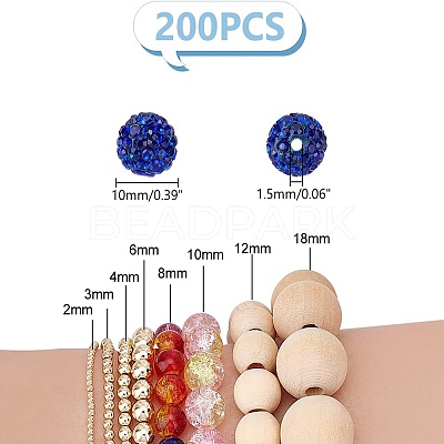 200Pcs Pave Disco Ball Beads RB-PH0001-41C-1