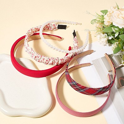 5Pcs Plastic & Polyester Hair Bands Hair Accessories for Women Girls PHAR-WH20014-16D-1