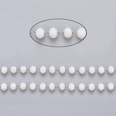 3.28 Feet Handmade Glass Beaded Chains X-CHS-K013-01P-1