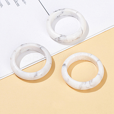 Natural Howlite Plain Band Finger Rings PW-WG26698-12-1