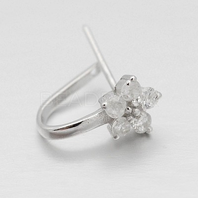Anti-Tarnish Trendy Rhodium Plated 925 Sterling Silver Micro Pave Cubic Zirconia Pinch Bails X-STER-M081-072B-1