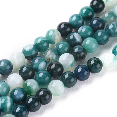 Natural Striped Agate/Banded Agate Beads Strands X-G-G582-6mm-48-1