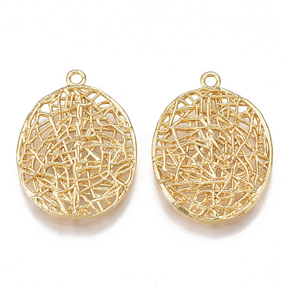 Brass Filigree Pendants KK-T038-32G-1