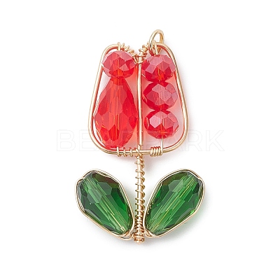 4Pcs 4 Colors Electroplate Glass Pendants PALLOY-TA00357-1