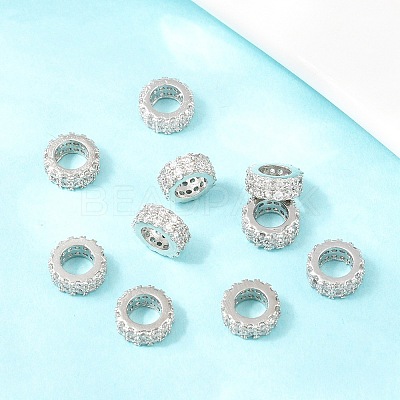 Brass Micro Pave Cubic Zirconia European Beads ZIRC-D026-07P-1