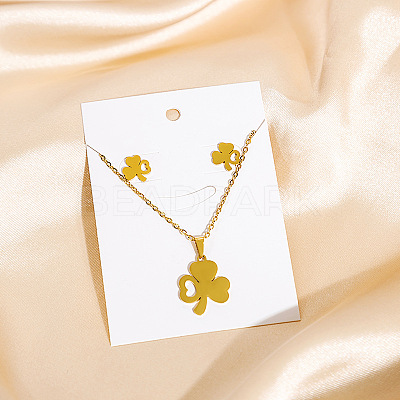 304 Stainless Steel Pendant Necklaces & Stud Earrings Sets WG82A44-17-1