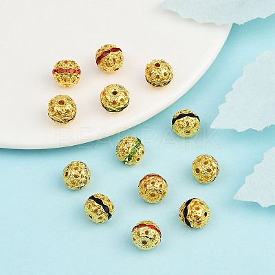 Brass Rhinestone Beads RB-A011-10mm-G-1