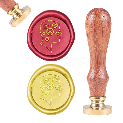 Brass Wax Seal Stamp AJEW-CP0002-04-D018-1