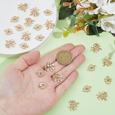 24Pcs 2 Styles Brass Micro Pave Cubic Zirconia Pendants KK-HS0001-29-1