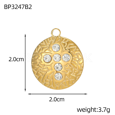 304 Stainless Steel Micro Pave Clear Cubic Zirconia Pendants CU-OY001-40G-1