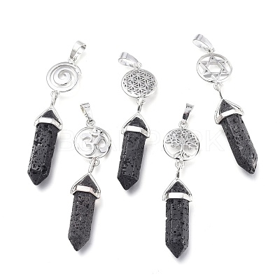 Natural Lava Rock Pointed Big Pendants G-D0021-01P-16-1