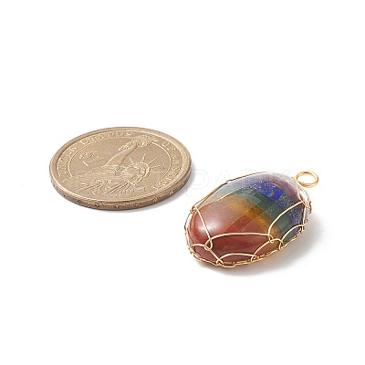 7 Chakra Natural Gemstone Pendants PALLOY-TA00018-1
