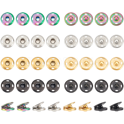 40 Sets 4 Colors 202 Stainless Steel Snap Buttons BUTT-UN0001-18-1