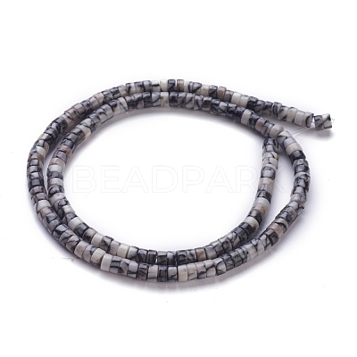 Natural Black Silk Stone/Netstone Beads Strands G-H230-32-1
