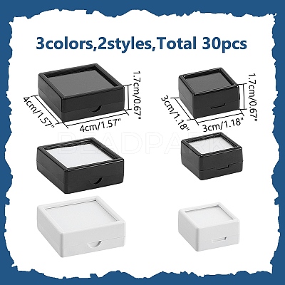 30Pcs 6 Styles Square ABS Plastic & Acrylic Loose Diamond Storage Boxes CON-WR0001-09-1