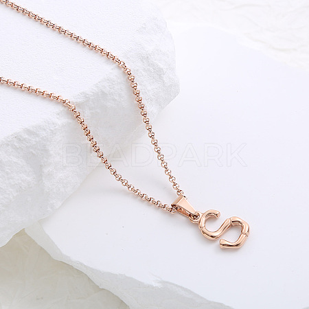 Stainless Steel Letter Pendant Necklaces for Women Men GR8130-19-1